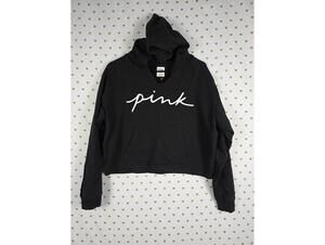 Victorias Secret Pink gradient Logo Cropped Hooded sweater shirt SMALL